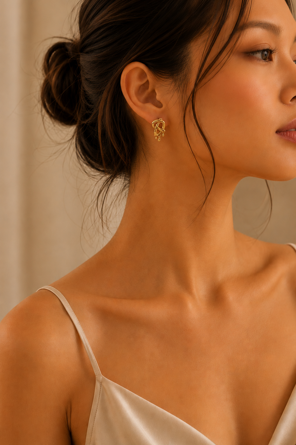 Gold Pearl Drop Statement Earrings view 3