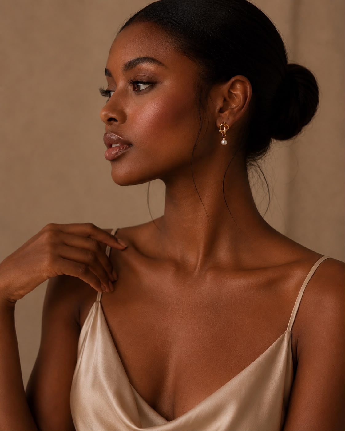 Gold Pearl Drop Statement Earrings view 5