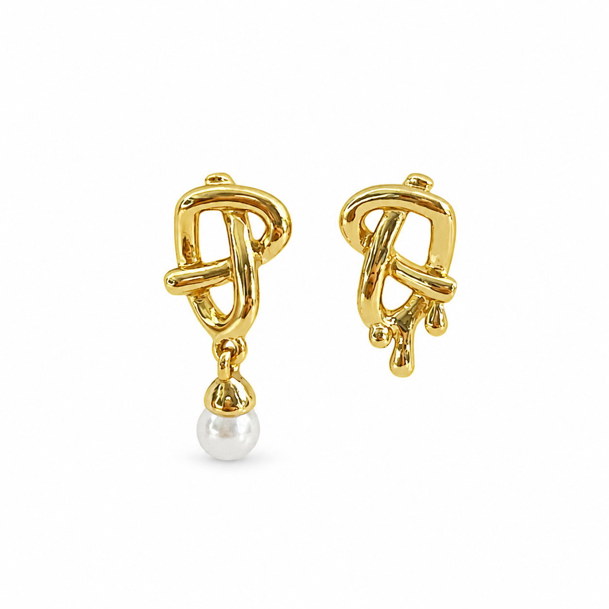 Gold Pearl Drop Statement Earrings - EVN Jewellery UK
