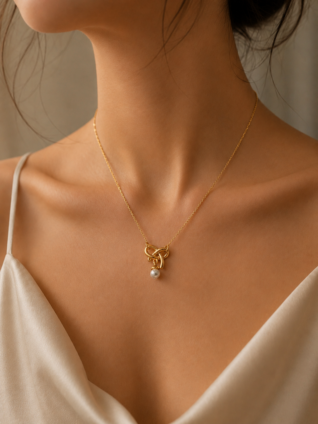 Love Knot Pearl Necklace view 3
