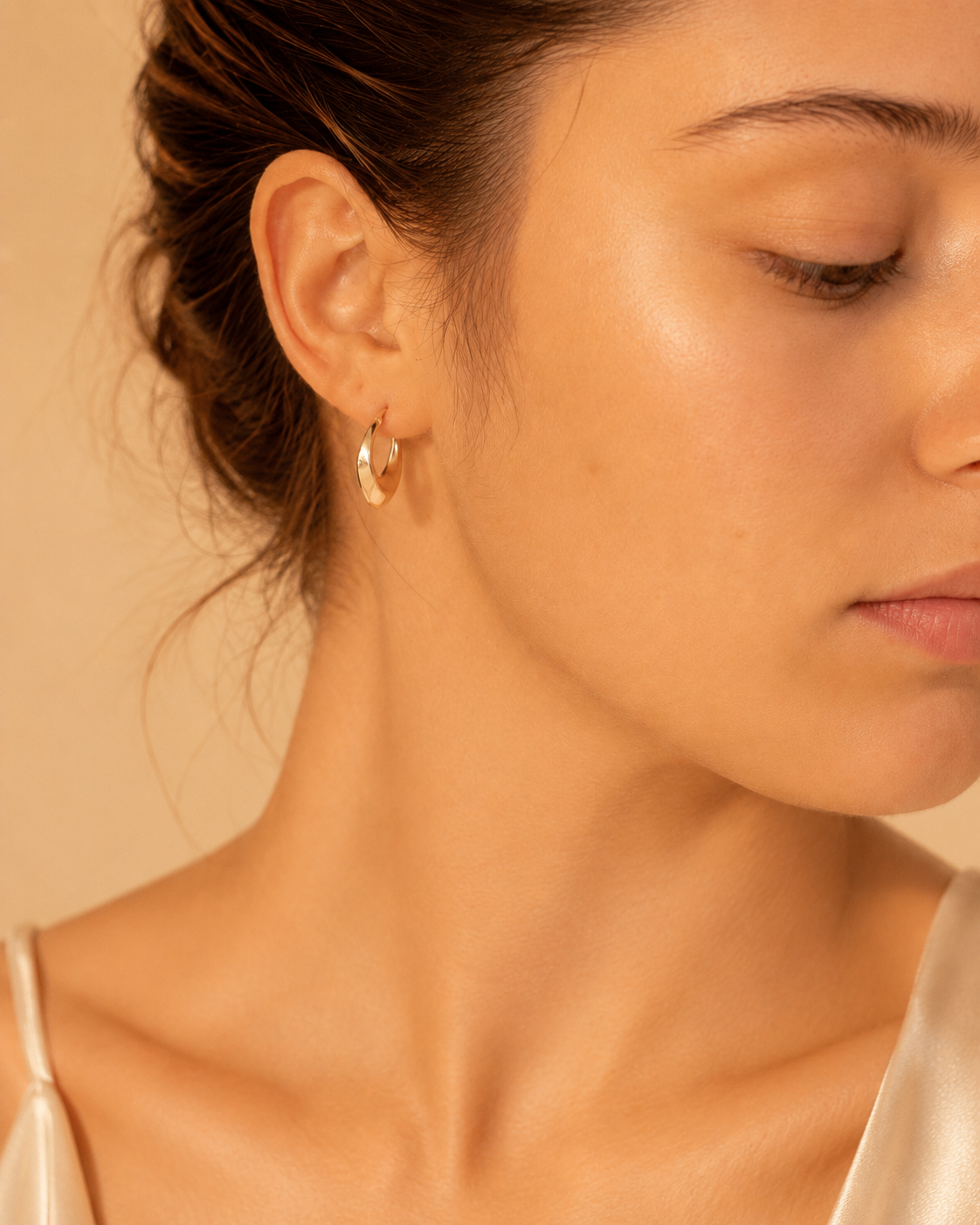 Slim Gold Hoop Earrings view 4
