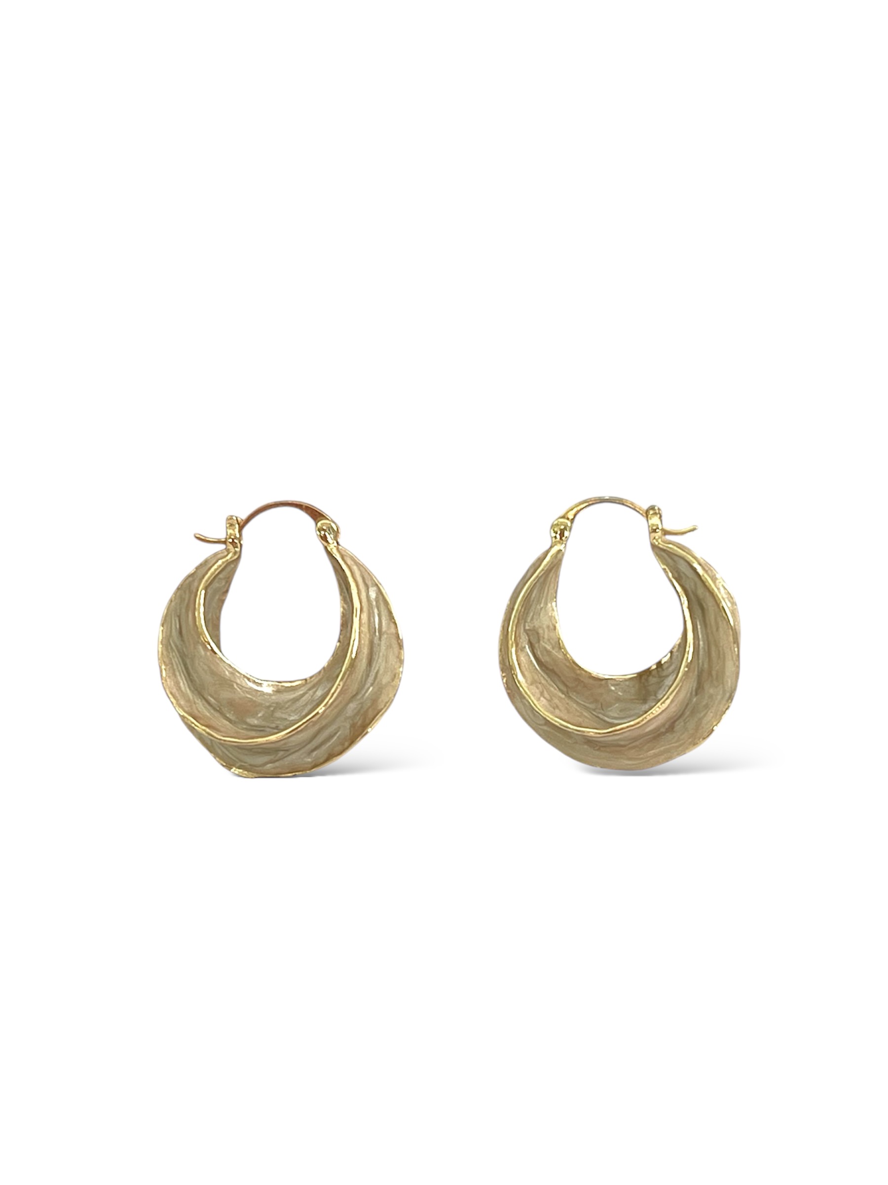 Textured Gold Hoop Earrings view 3